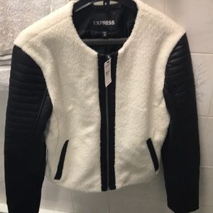 Express Faux Leather jacket with fur and zippers.